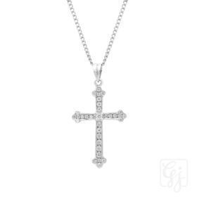 18K White Gold Diamond Cross Pendant