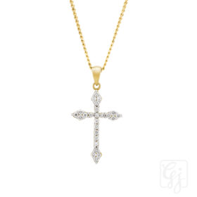 9K Yellow Gold Diamonds Cross D=0.25CT