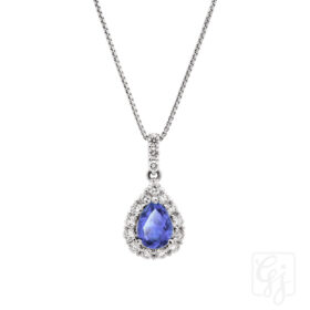 18K White Gold Diamonds And Tanzanite Pendant