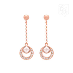 Sterling Silver Rose Gold Plate Drop Earrings