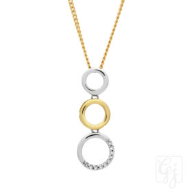 9K 2 Tone Diamond Pendant