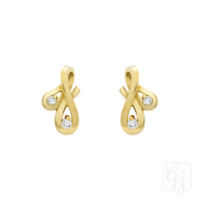 9K Yellow Gold Italian Studs With CZ