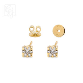 18K Yellow Gold Cluster Diamonds Studs