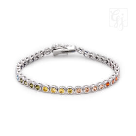 Sterling Silver Rainbow Colour C.Z. Bracelet