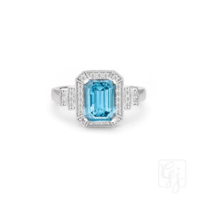 18K W-G Aqua & Dia Ring