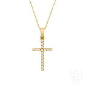 9K Yellow Gold Cross With CZ