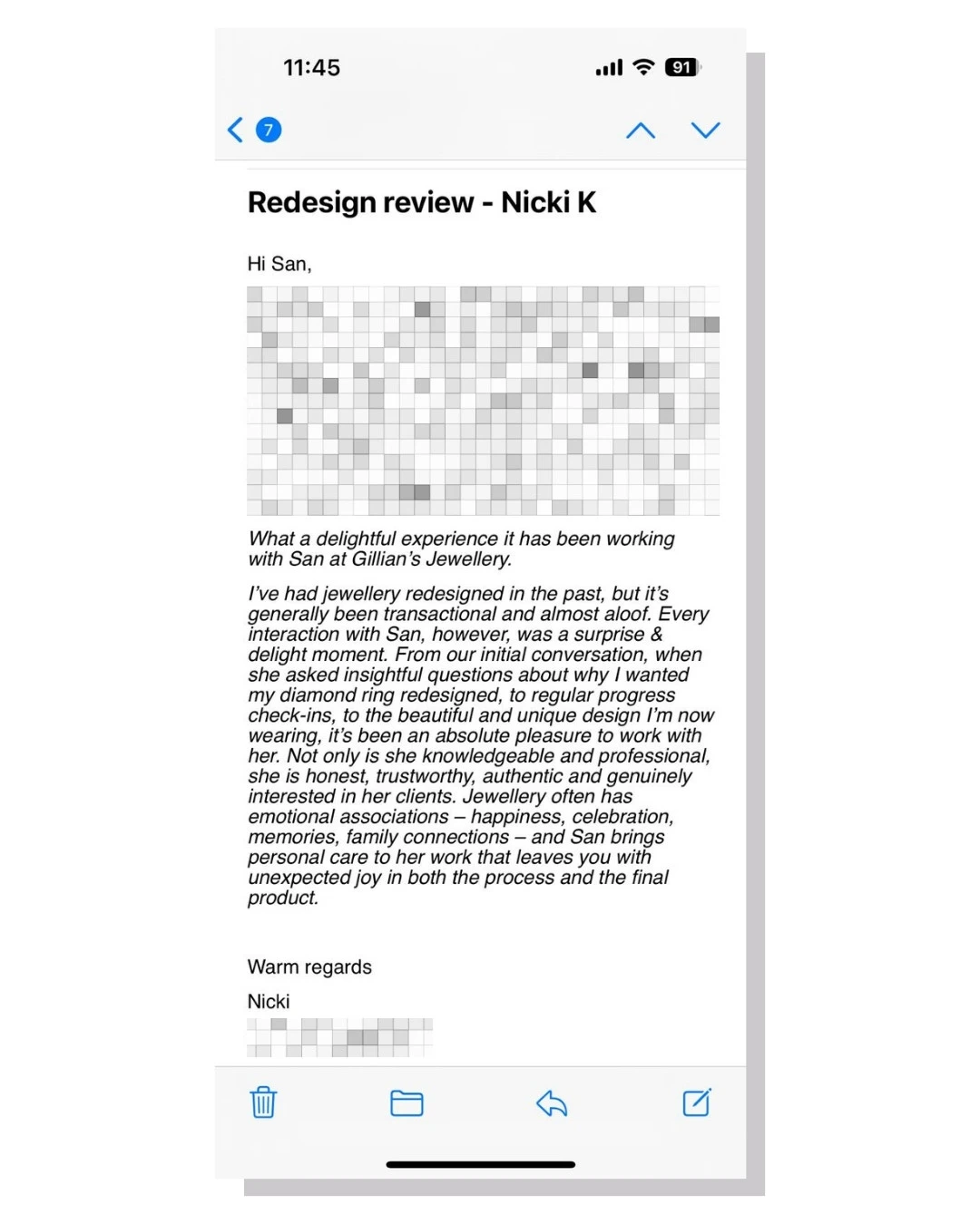 Gillians Jewellery - Our Honesty Customers Trust Nicki's review